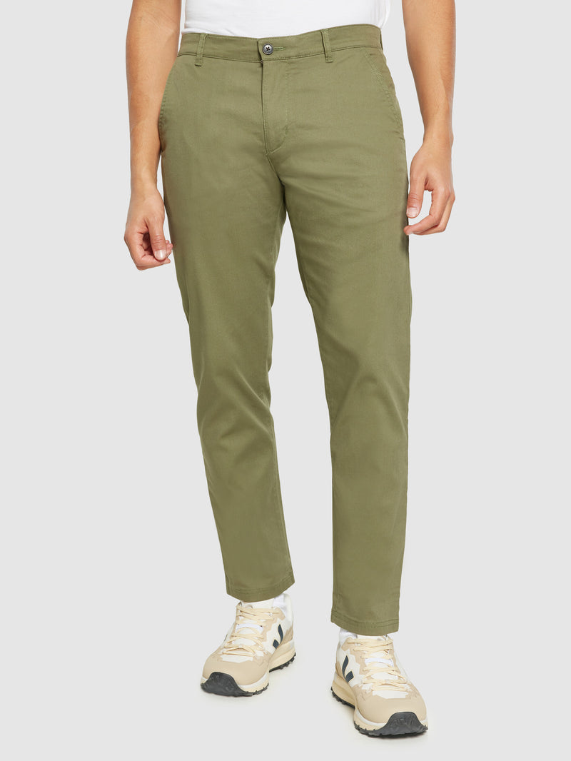 KnowledgeCotton Apparel - MEN CHUCK regular canvas pants - GOTS/Vegan Pants 1068 Burned Olive