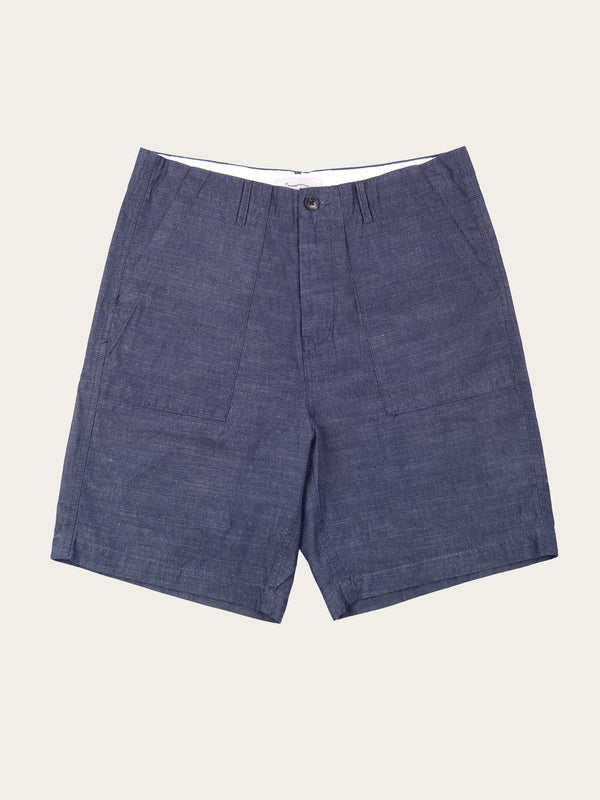 KnowledgeCotton Apparel - MEN FLINT wide slub yarn shorts - GOTS/Vegan Shorts 1412 Night Sky