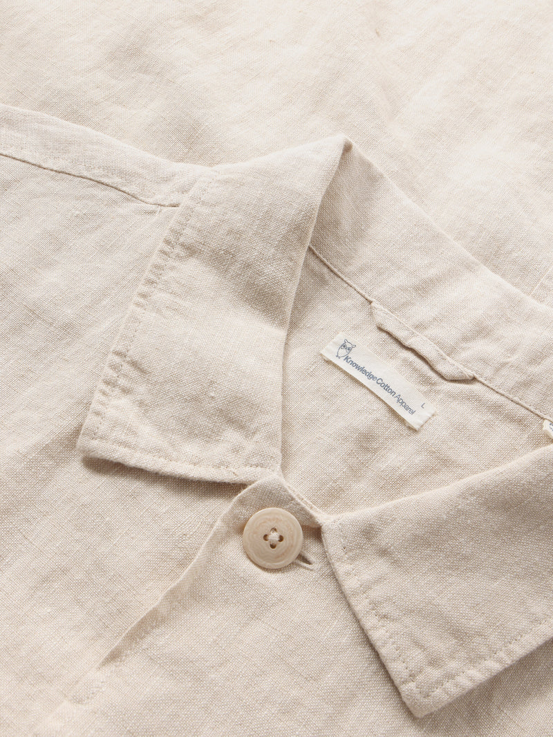 KnowledgeCotton Apparel - MEN Linen overshirt Overshirts 1449 Yarndyed - Light feather gray