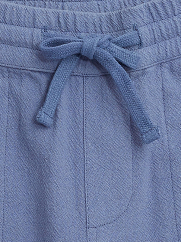 KnowledgeCotton Apparel - YOUNG Loose crushed cotton shorts - GOTS/Vegan Shorts 1432 Moonlight Blue