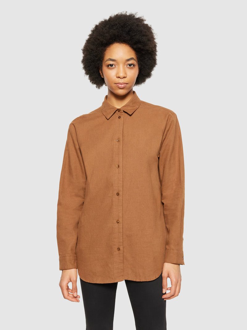 KnowledgeCotton Apparel - WMN Organic Cotton Flannel Shirt GOTS Shirts 1121 Dachshund