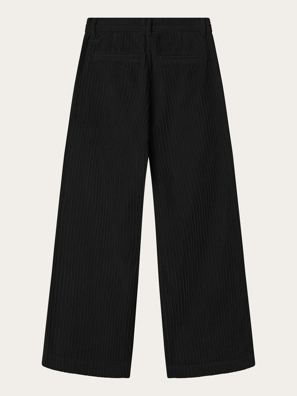 KnowledgeCotton Apparel - WMN POSEY wide high-rise irregular corduroy pants Pants 1300 Black Jet