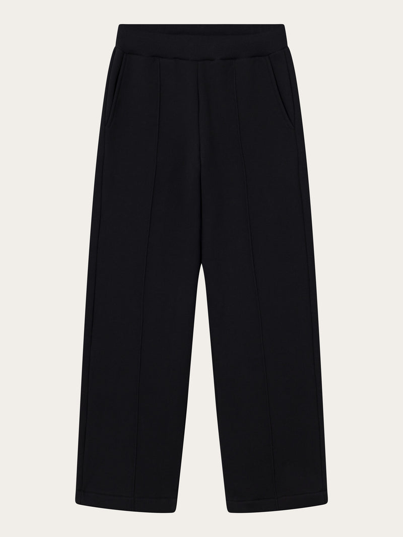 KnowledgeCotton Apparel - WMN POSEY wide high-rise sweat elastic waistband pants Pants 1300 Black Jet