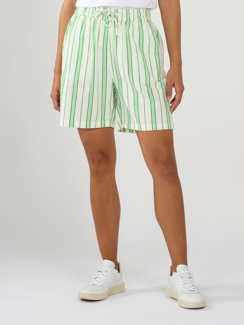 KnowledgeCotton Apparel - WMN Cotton elastic waist shorts Shorts 8007 Stripe