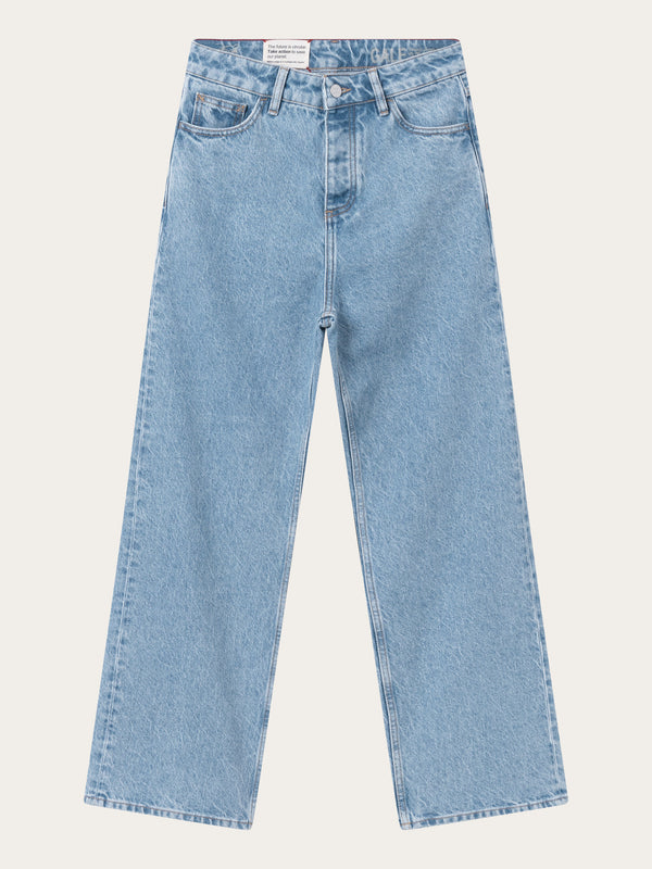 KnowledgeCotton Apparel - WMN GALE straight mid-rise bleached stonewash 5-pocket jeans REBORN Denim jeans 3050 Bleached Stonewash