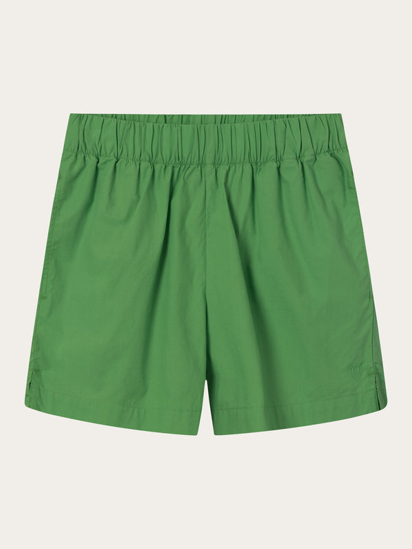 KnowledgeCotton Apparel - WMN Poplin elastic waist shorts Shorts 1218 Vibrant Green