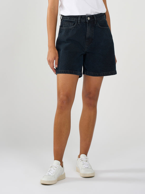 KnowledgeCotton Apparel - WMN REBORN™ mid-rise shorts Denims 3053 Overdyed Black