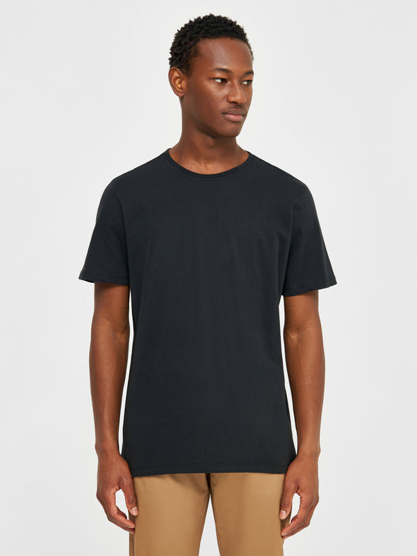 KnowledgeCotton Apparel - MEN Regular fit Basic tee T-shirts 1300 Black Jet